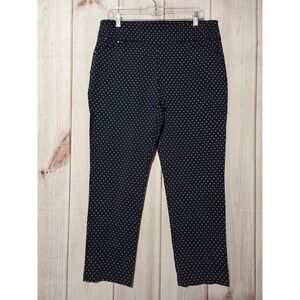 ATTYRE NEW YORK Women's Navy White Polka Dot Straight Leg Crop Pants Size 14